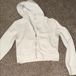 Brandy Melville White Zip-Up Hoodie